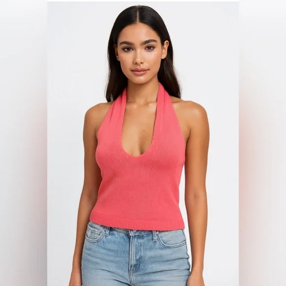 525 America Pink Halter Knit Top Size XL NWT - Picture 1 of 7